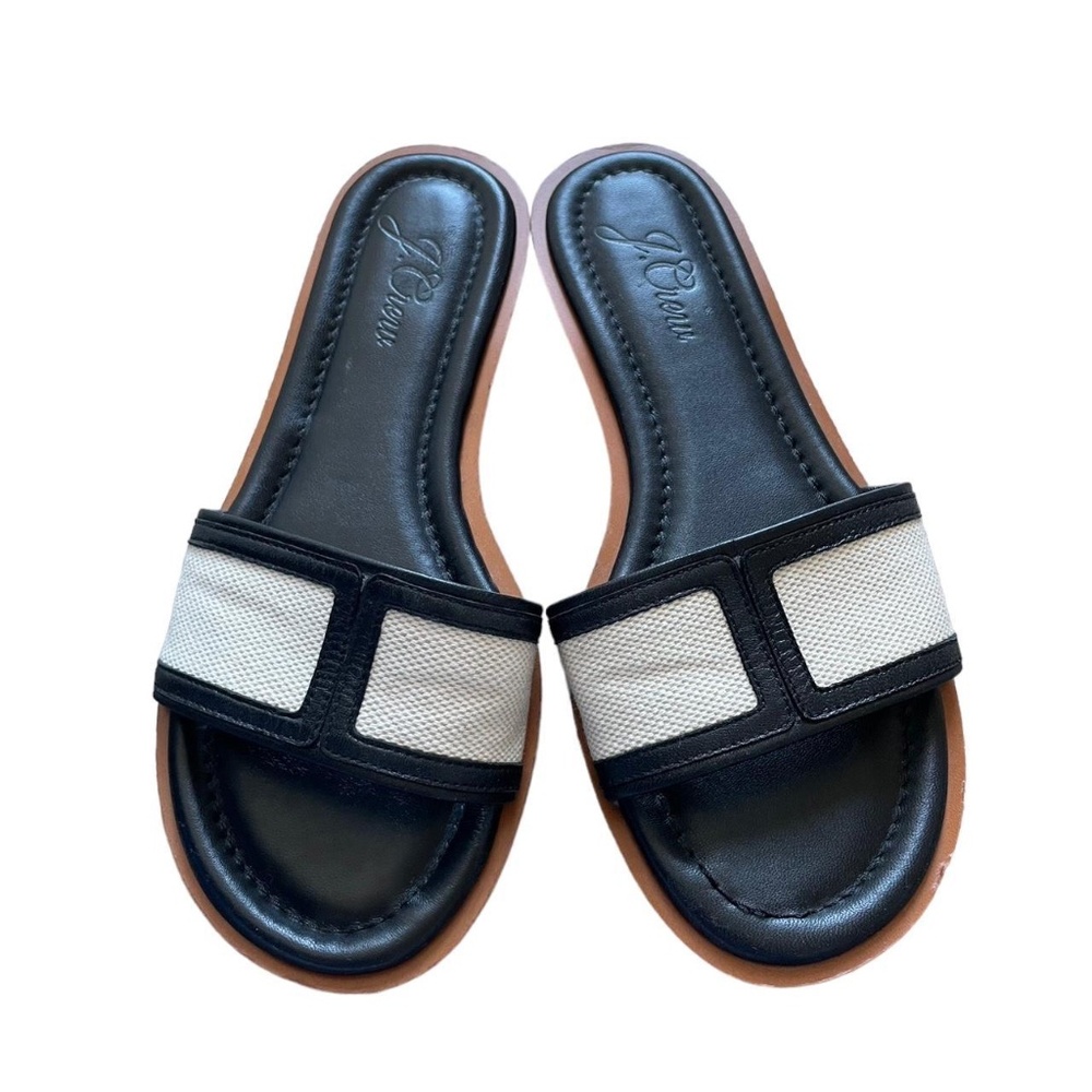 J. Crew navy and white slides